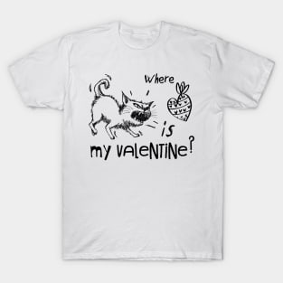 Valentine Humor with Funny Cat Illustration and Text T-Shirt